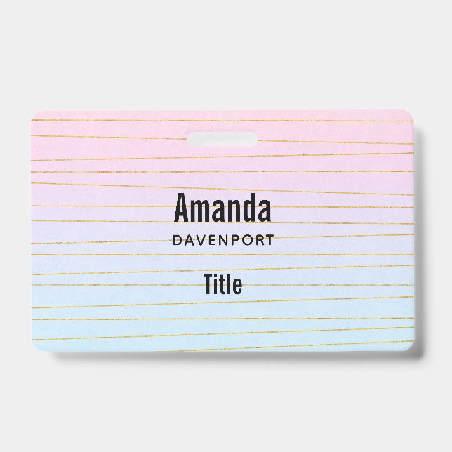 Pink Blue Ombre with Thin Gold Lines Badge (Front)