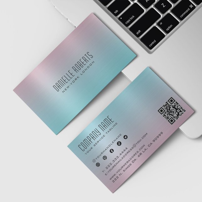 Pink Blue Ombrel Texture  Business Card (Creator Uploaded)