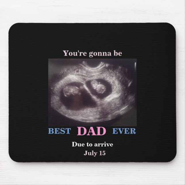 Pink & Blue on Black Ultrasound Twins Mousepad (Front)