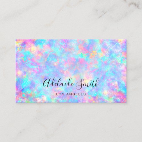 pink blue opal stone business card