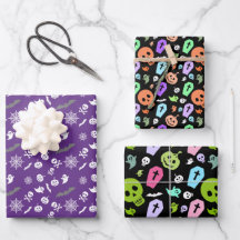 Pink Blue Or Purple Set Of 3 Ghost Wrapping Paper