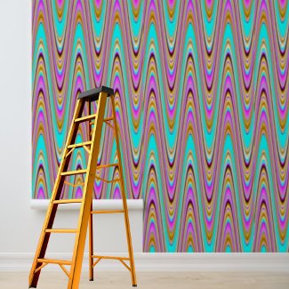 Pink Blue Orange Black Zig-zag pattern peel stick