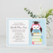 Pink/Blue Owl Graduation Party Invitation (Standing Front)