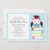 Pink/Blue Owl Graduation Party Invitation (Front)