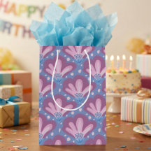 Pink & Blue Painted Flowers With Dots