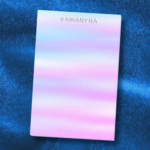 Pink blue pastel gradient watercolor custom name post_it notes