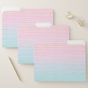 Pink Blue Pastel Gradient with Gold Lines File Folder