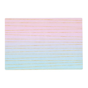 Pink Blue Pastel Gradient with Gold Lines Placemat