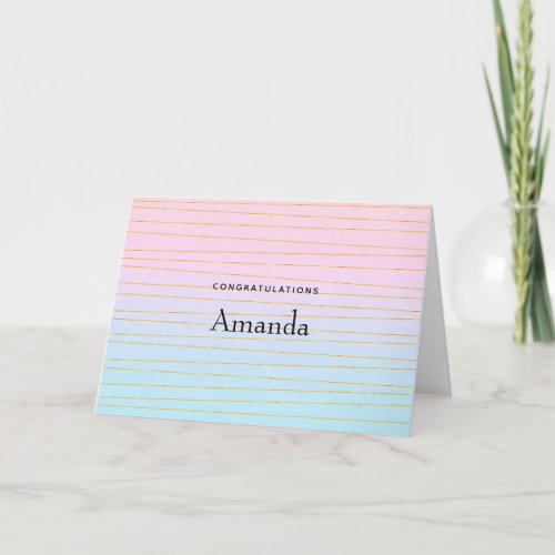 Pink Blue Pastel Ombre with Gold Lines Graduation