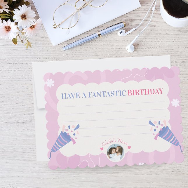 Pink & Blue Pastel Photo for Kids Greeting  Note Card (Pink & Blue Pastel Photo for Kids Greeting Note Card)