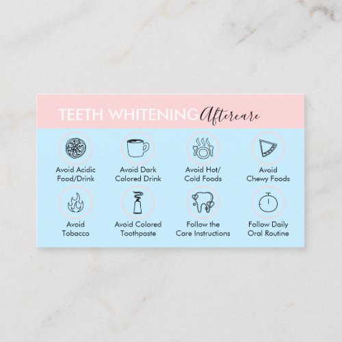 Pink Blue Pastel Teeth Whitening Aftercare Tips Business Card