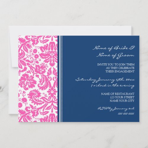 Pink Blue Pattern Engagement Party Invitations