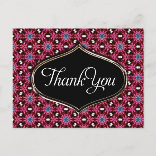 Pink Blue Pattern Thank You Postcard