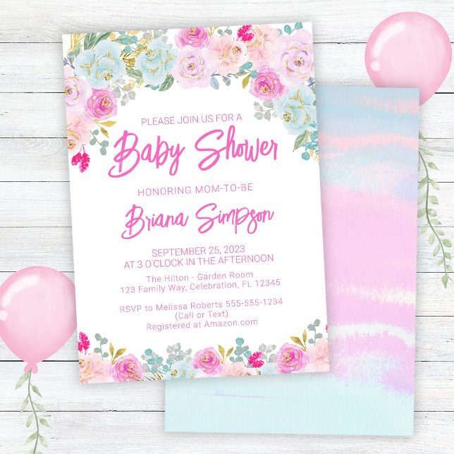 Pink Blue Peach Purple Baby Shower Invitation (Creator Uploaded)