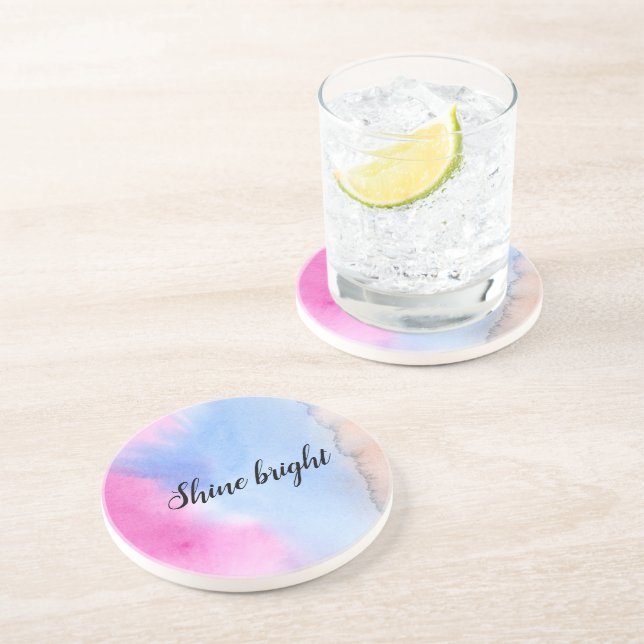 Pink Blue Peach Tie dye Coaster (Side)