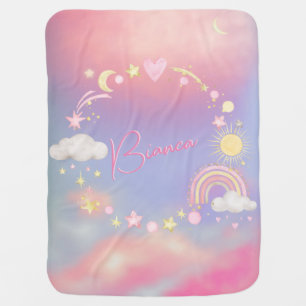 Pink & Blue Personalized Baby Girl Name Blanket