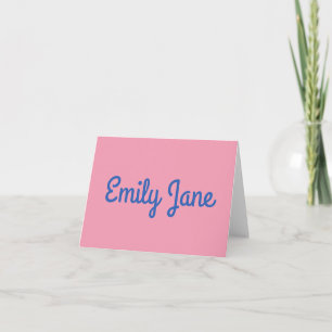 Pink Blue Personalized Name Stationery Simple Note Card