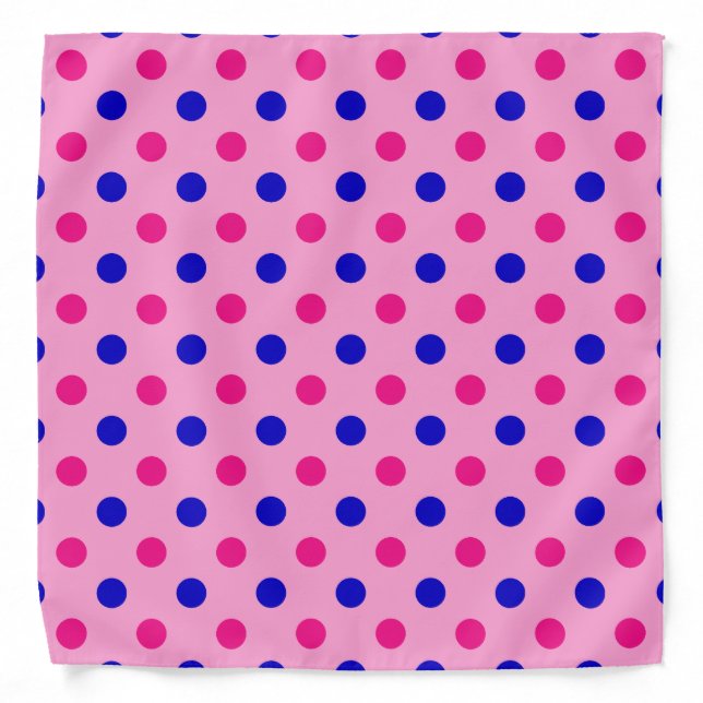 Pink Blue Pink Polka Dot Pattern Bandana (Front)