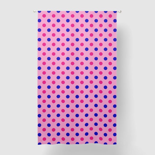 Pink Blue Pink Polka Dot Pattern Blackout Curtains (Front)