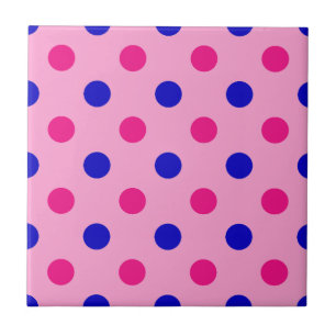 Pink Blue Pink Polka Dot Pattern Ceramic Tile