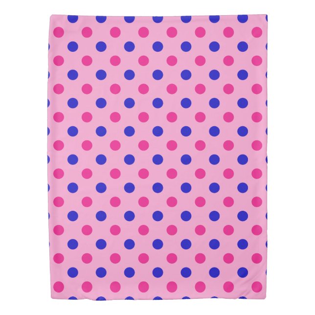 Pink Blue Pink Polka Dot Pattern Duvet Cover (Front)