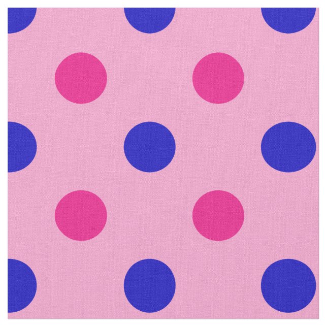 Pink Blue Pink Polka Dot Pattern Fabric (Close Up)
