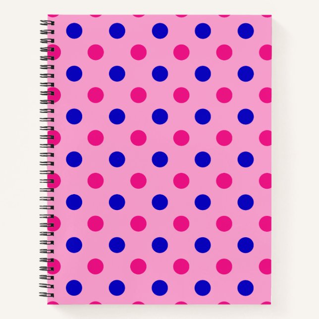 Pink Blue Pink Polka Dot Pattern Notebook (Front)