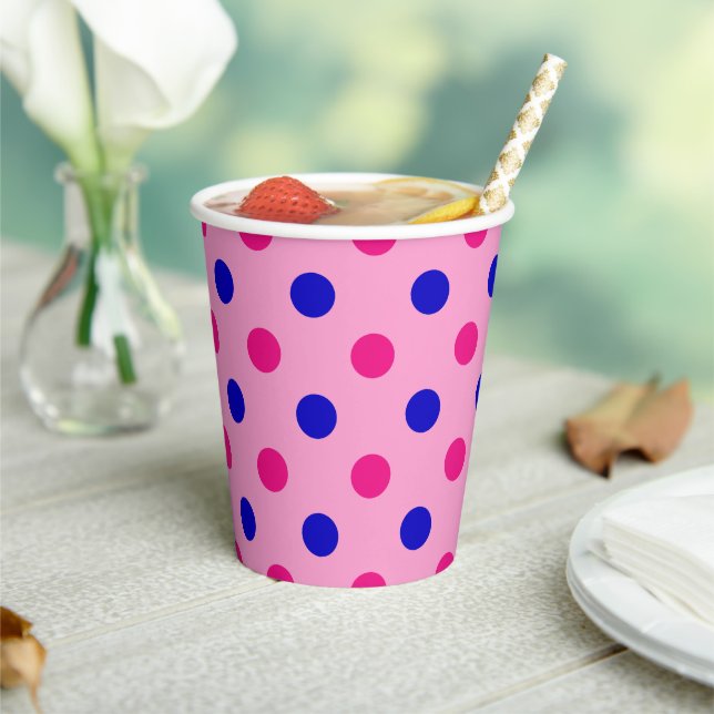 Pink Blue Pink Polka Dot Pattern Paper Cups (Insitu)