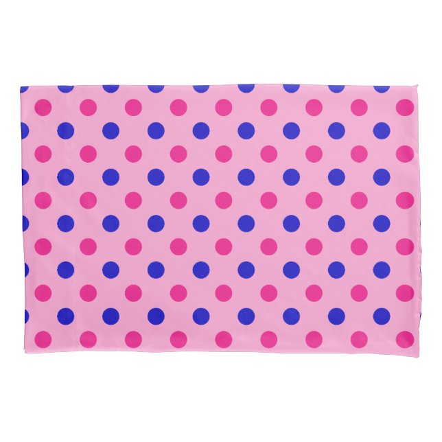 Pink Blue Pink Polka Dot Pattern Pillow Case (Front)
