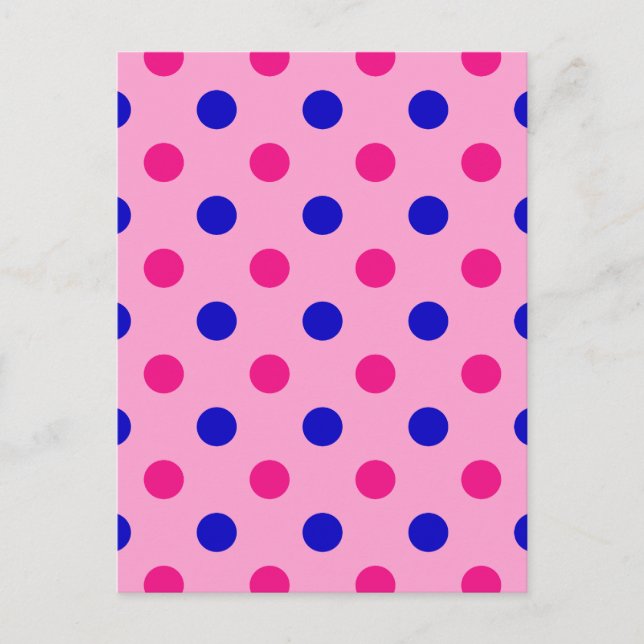 Pink Blue Pink Polka Dot Pattern Postcard (Front)