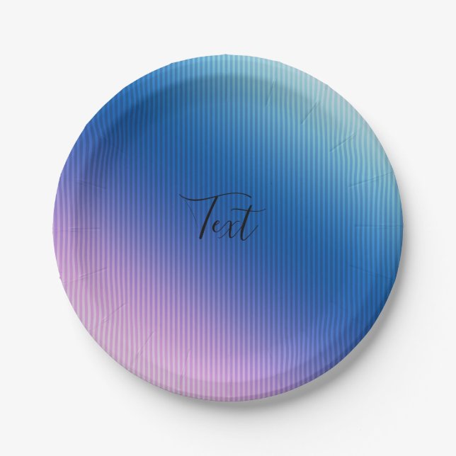 Pink-blue , pink , stripes , ombre , pink gradient paper plates (Front)
