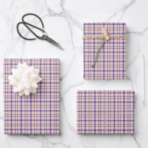 Pink Blue Plaid Classic Pattern Retro Wrapping Paper Sheets