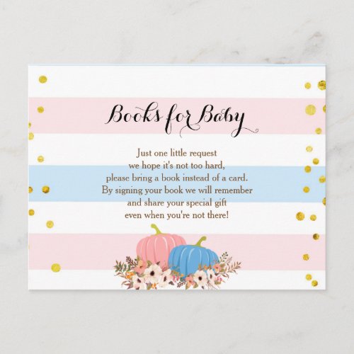 Pink  Blue Pumpkin Baby Books insert card