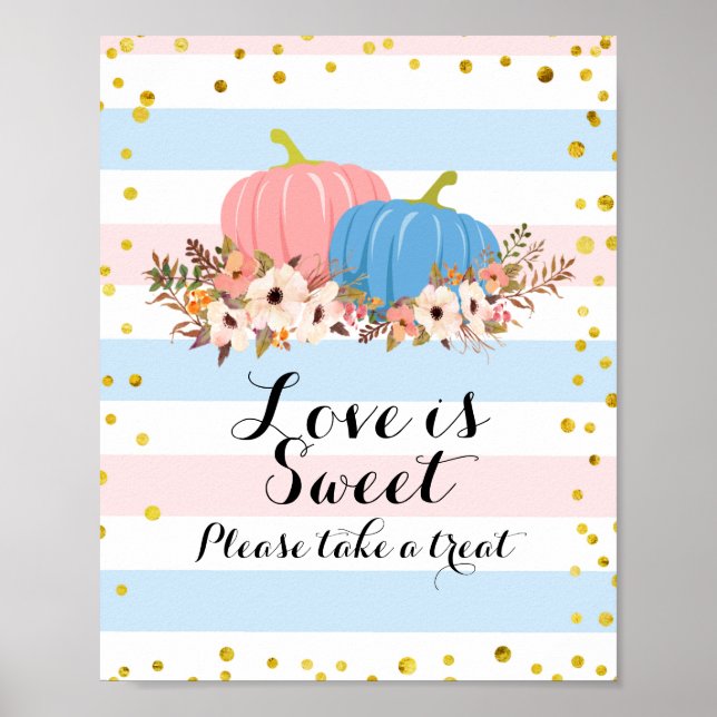 Pink & Blue Pumpkin Love is Sweet Sign (Front)