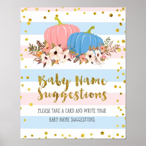 Pink  Blue Pumpkin Name Suggestions Poster