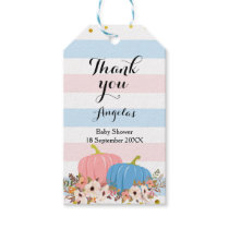 Pink & Blue Pumpkin Thank You Tag. Gift Tags