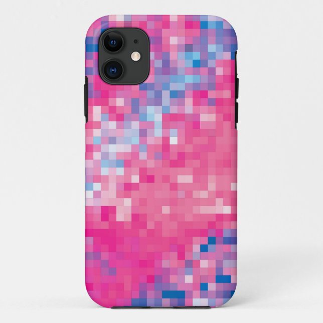 Pink Blue Purple Abstract Mosaic Squares Pattern Case-Mate iPhone Case (Back)