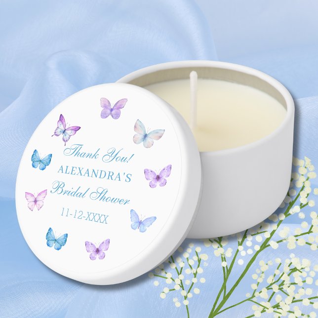 Pink Blue Purple Butterfly Bridal Shower Thank You Mini Candle Favors (Creator Uploaded)
