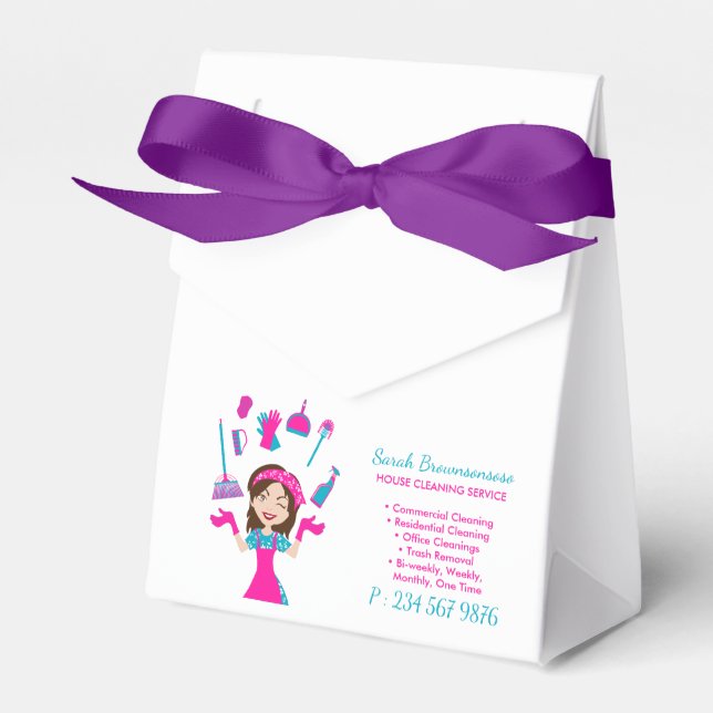 Pink Blue Purple Cartoon Home Favor Boxes (Front Side)