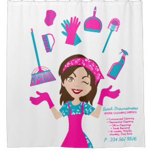 Pink Blue Purple Cleaning Service Shower Curtain