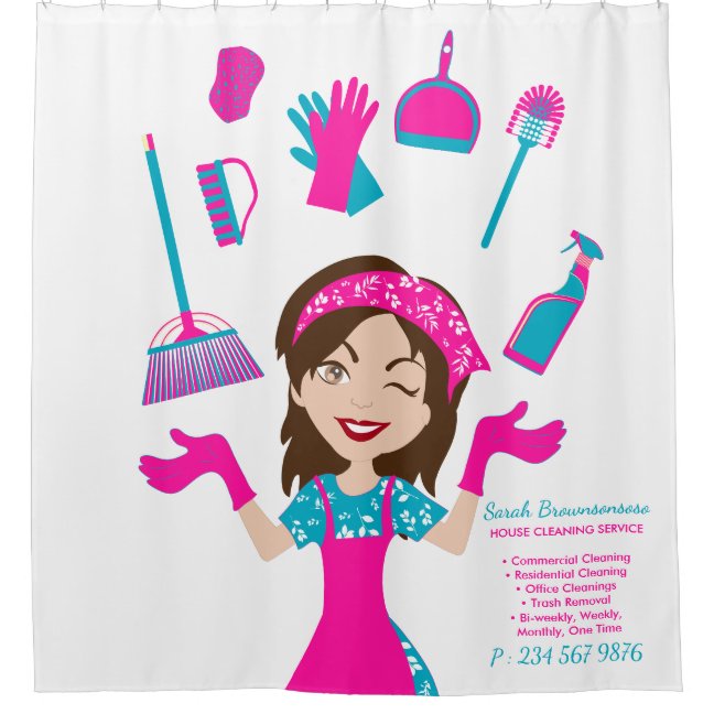 Pink Blue Purple Cleaning Service Shower Curtain