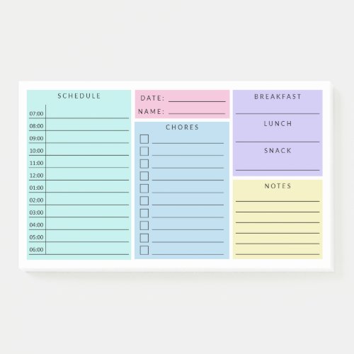 Pink Blue Purple Daily Home School Schedule Post_it Notes
