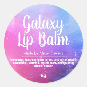 Pink Blue Purple Galaxy Colored Lip Balm Labels