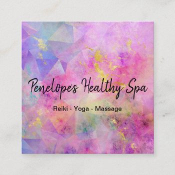 Pink Blue Purple Gold Abstract  Square Business Card by businesscardsforyou at Zazzle
