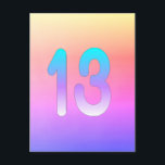 Pink Blue Purple Gradient 13th Birthday Postcard<br><div class="desc">A pink,  purple and blue gradient 13th birthday postcard for granddaughter,  niece,  goddaughter,  etc.</div>