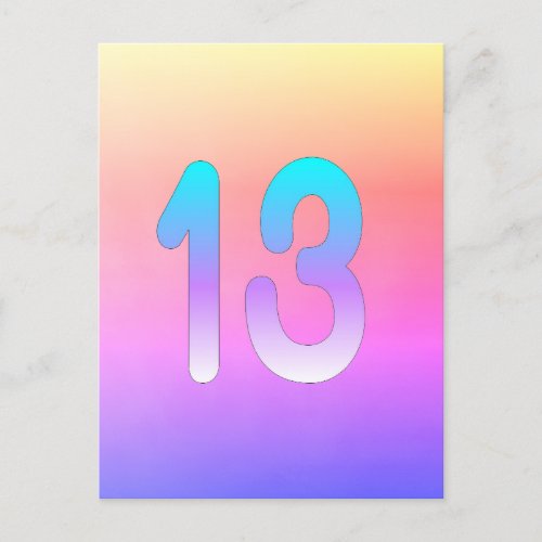 Pink Blue Purple Gradient 13th Birthday Postcard