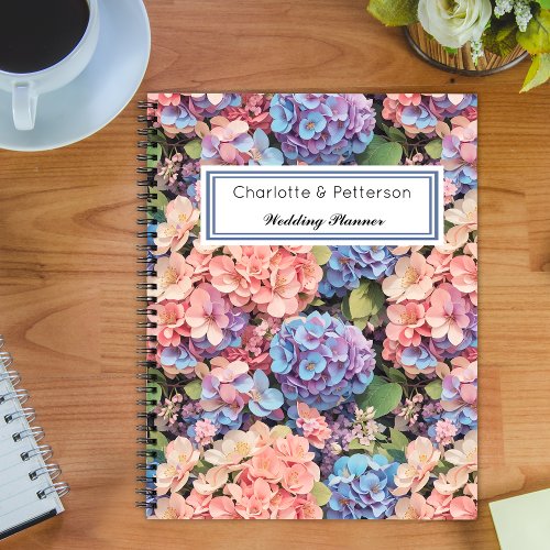 Pink blue  purple hydrangeas Wedding Planner Notebook
