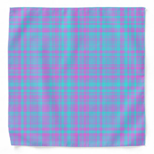 Pink Blue Purple Plaid Pattern Bandana