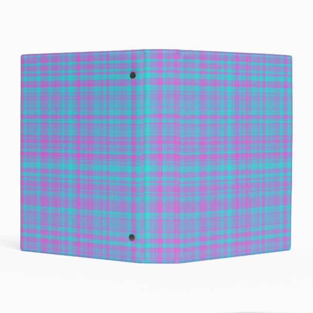 Pink Blue Purple Plaid Pattern Mini Binder (Background)