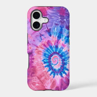 Pink Blue Purple Spiral Bulls Eye Tie Dye  iPhone 17 Case